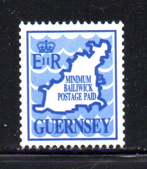 Guernsey Sc  431 Blue 1989 Map & Waves stamp mint NH