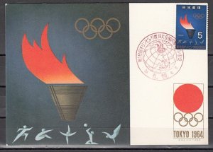 Japan, Scott cat. 821 only. Olympic Flame value. Max. Type Card. ^