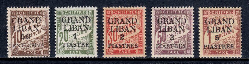 LEBANON — SCOTT J1-J5 — 1924 SURCHARGED POSTAGE DUES SET — MH — SCV $33