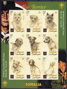 Somalia 2002 Scout Jamboree/The Terrier Dogs Sheetlet (9) IMPERFORATED MNH