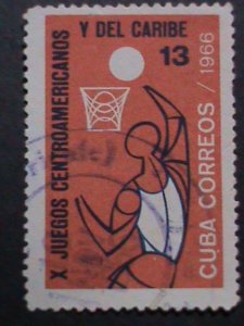 ​CUBA-1966-SC#1111-7 VERY OLD CUBA STAMPS-10TH CENTRAL AMERICA GAMES USED-VF