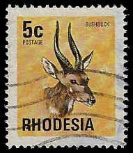 Rhodesia #332 Used; 5c Bushbuck (1974) (2)