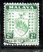 Malaya-Negri Sembilan-Sc#22- id7-used 2c deep green-Arms-1936-