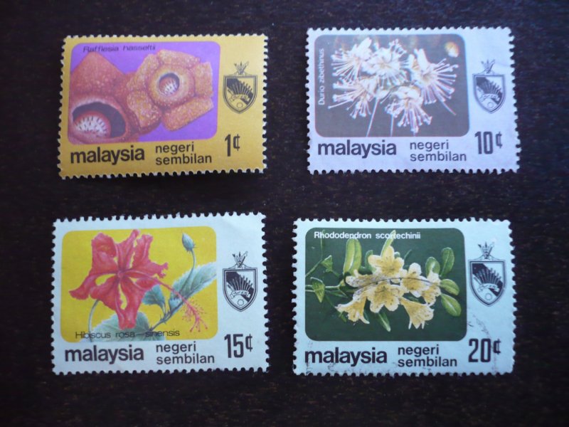 Stamps - Negri Sembilan - Scott#92,95-97-Used & Mint Hinged Part Set of 4 Stamps