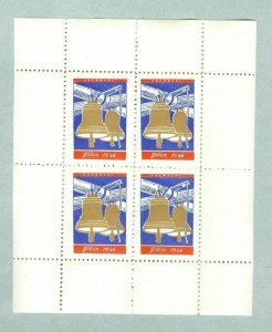 Iceland. Christmas Sheet 1956  Mnh. Akureyri Association. Two Bells.