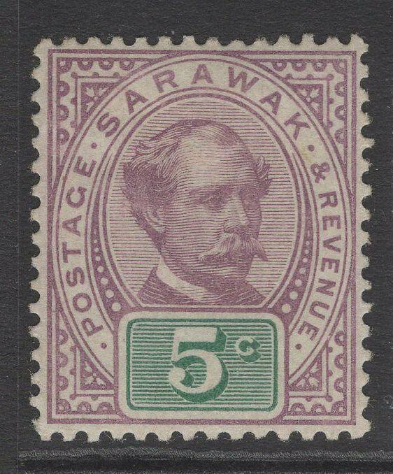 SARAWAK SG12 1891 5c PURPLE & GREEN MTD MINT