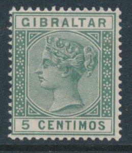 Gibraltar 1889 Spanish Currency 5 Centimos SG 22 MH Green