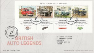 Great Britain 2013 FDC Sc #3218 Sheet of 4 British Automobiles