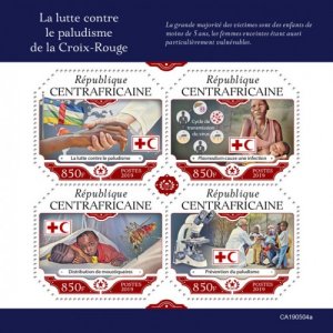 C A R - 2019 - Red Cross Fights Against Malaria - Perf 4v Sheet - MNH