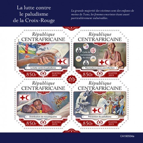 C A R - 2019 - Red Cross Fights Against Malaria - Perf 4v Sheet - MNH