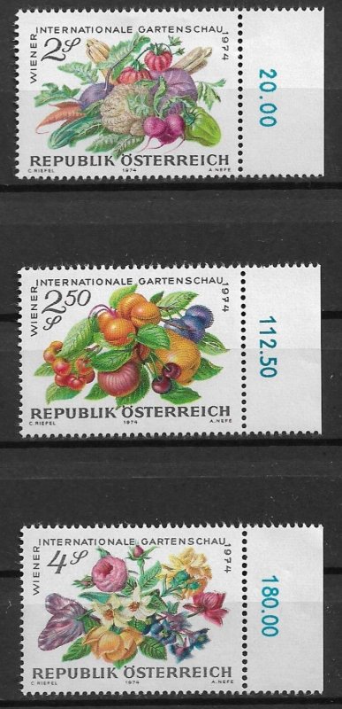 1974 Austria 982-4 Intl. Garden Show, Vienna MNH C/S of 3