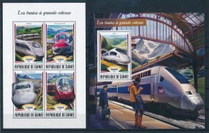 [113203] Guinea 2018 Railway trains Eisenbahn TGV Shinkansen with sheet MNH