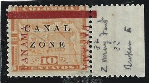 Canal Zone Scott #13 Mint NH 10c Overprints with Broken A2 O/P 2021 CV $17.00+