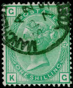 SG150, 1s green PLATE 12, VERY FINE USED, CDS. Cat £120. KG