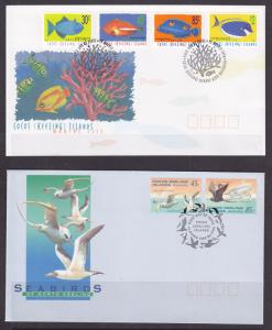 Cocos Islands Sc 300/325, 4 different FDCs, 1995-1997 issues, cacheted, unaddres