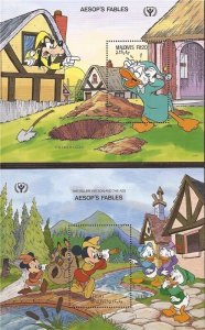 Maldives 1990 Disney's Aesop Fables Set of 2 Sheets Scott #1474-5 13E-465