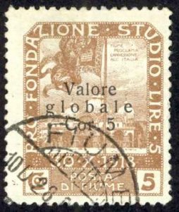 Fiume Sc# 84 Used 1919-1920 5cor Overprints