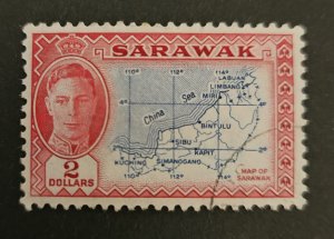 Sarawak 1950 SG184 $2 mm KGVI  pictorial definitive issue