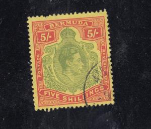 BERMUDA # 125 VF-KGV 5s RED/GREEN/YELLOW PART CORNER CANCEL