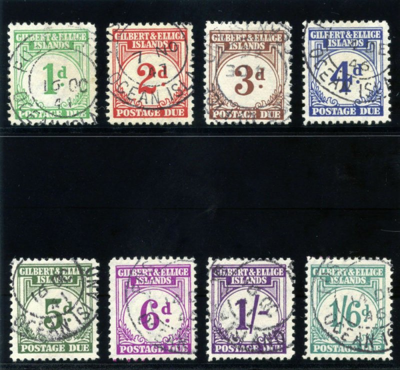 Gilbert & Ellice Is 1940 KGVI Postage Due set complete VFU SG D1-D8. Sc J1-J8.