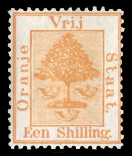 Orange River Colony #10 Cat$65, 1868 1sh orange, hinged