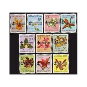 Nicaragua 843-852, MNH. Michel 1397-1406. American Scout Jamboree, 1965.Orchids.