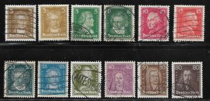 German Reich (1926/1927) - Scott #351-362 Famous Germans F VF Used - Complete