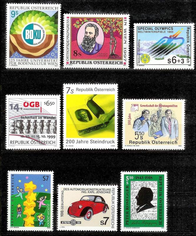 AUSTRIA (149) Diff Better Stamps c1990/2000s ALL Mint Never Hinged 10% of Cat