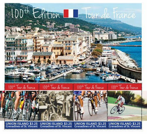 Union Island 2013 - Tour de France Sheet of 4 Stamps MNH 