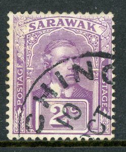 Sarawak 1928  Sir Charles Brooke 2¢ Dull Violet Wmk Scott #80 VFU F283 ⭐⭐⭐⭐⭐⭐