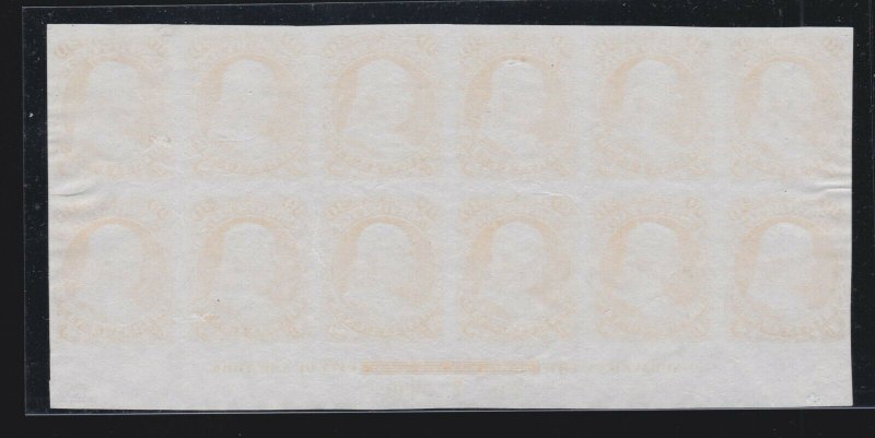 US 71P3 1862 30c Franklin Plate Proof India Plate Block of 12 VF-XF SCV $1700+