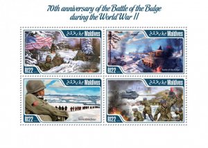 MALDIVES - 2014 - WWII, Battle of the Bulge - Perf 4v Sheet - Mint Never Hinged