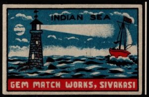 1960's ORIGINAL Vintage Czechoslovakia Poster Stamp Indian Sea Lighthouse