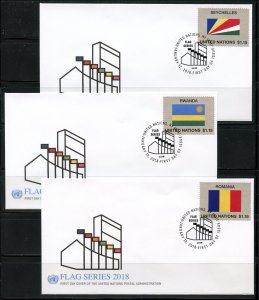 UNITED NATIONS 2018 FLAG SET OF SIX FIRST DAY COVERS