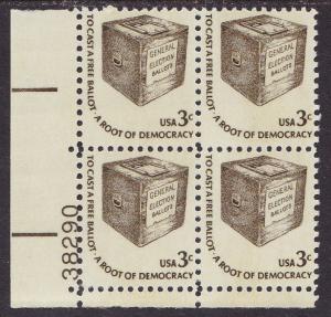 United States 1975 3cent Americana Issue Plate Number Block of Four VF/NH