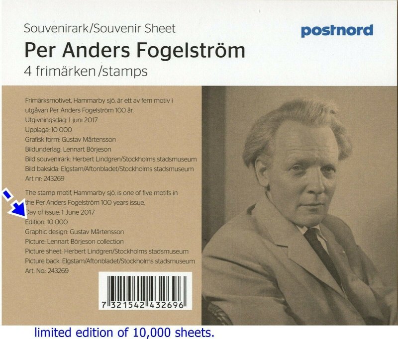 Sweden Scott 2798  luxury Canceled souvenir sheet Per Anders Fogelstrom