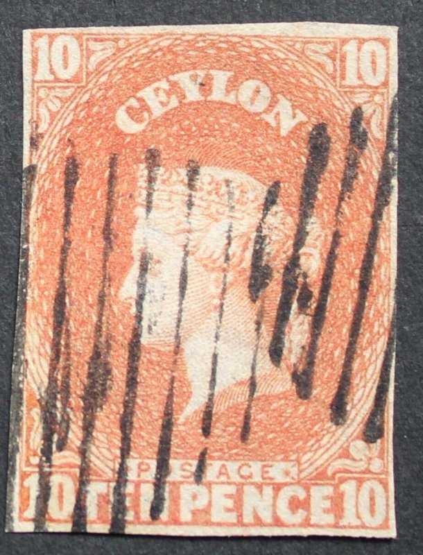 Ceylon 1857 QV Ten Pence SG 9 used