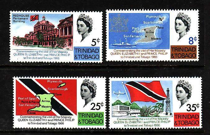 Trinidad & Tobago-Sc#105-9-unused light hinged set-QEII visit-1962-