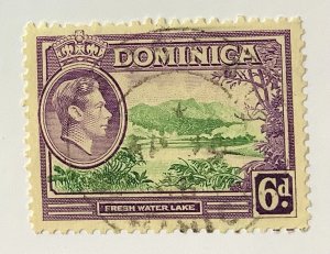 Dominica 1938-47 Scott 104 used - 6p,  King George VI & Fresh water Lake
