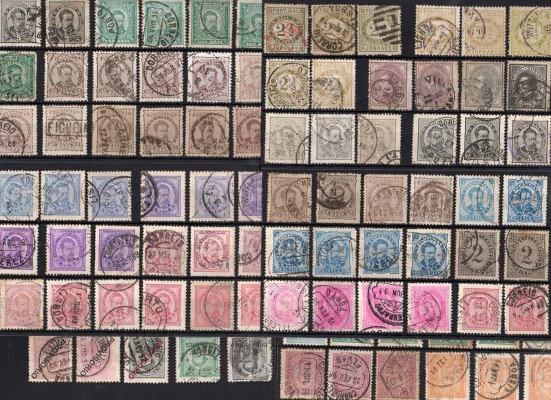 PORTUGAL post CLASSIC STAMPS up to 1900 used cancel postmarks paper perf variety