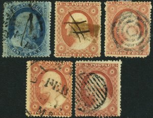 US #24-26 Postage Stamps Used