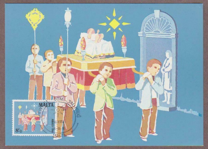 Malta Semi-Postal # B43 Christmas Procession Maxi Card - I Combine S/H