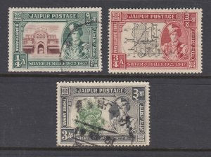 India, Feudatory States, Jaipur SG 73, 74, 77 used. 1948 Pictorials, 3 diff, VF