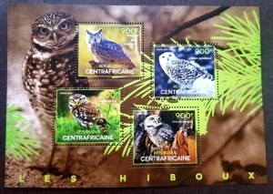 *FREE SHIP Central Africa Bird Of Prey Owls 2014 Fauna Wildlife (ms MNH