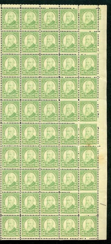 UNITED STATES 13c HARRISON  SCOTT#622  SHEET WITH SEPARTIONS   MINT NH