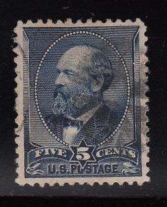 1888  Sc 216 used Garfield 5c indigo XF CV $17.50