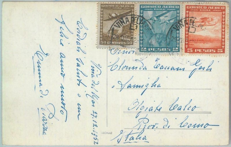 81552 - CHILE - POSTAL HISTORY -   POSTCARD  to ITALY  1952