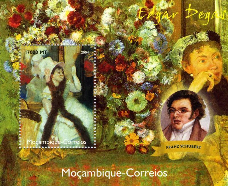 Mozambique 2004 Franz SCHUBERT Edgar Degas Paintings s/s Perforated Mint (NH)