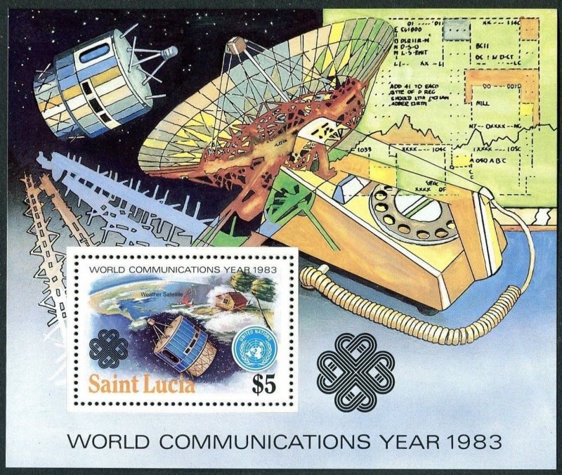 St Lucia 607-610,611, MNH. Michel 602-605,Bl.36. World Communications Year 1983.