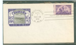 US 898 1940 3c Coronado's Expedition of Discovery on an unaddressed first day cover with an Ioor cachet.